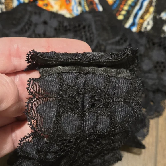 Free People Intimately For You Black Multicolor Boho Lace Bodysuit - Picture 6 of 7